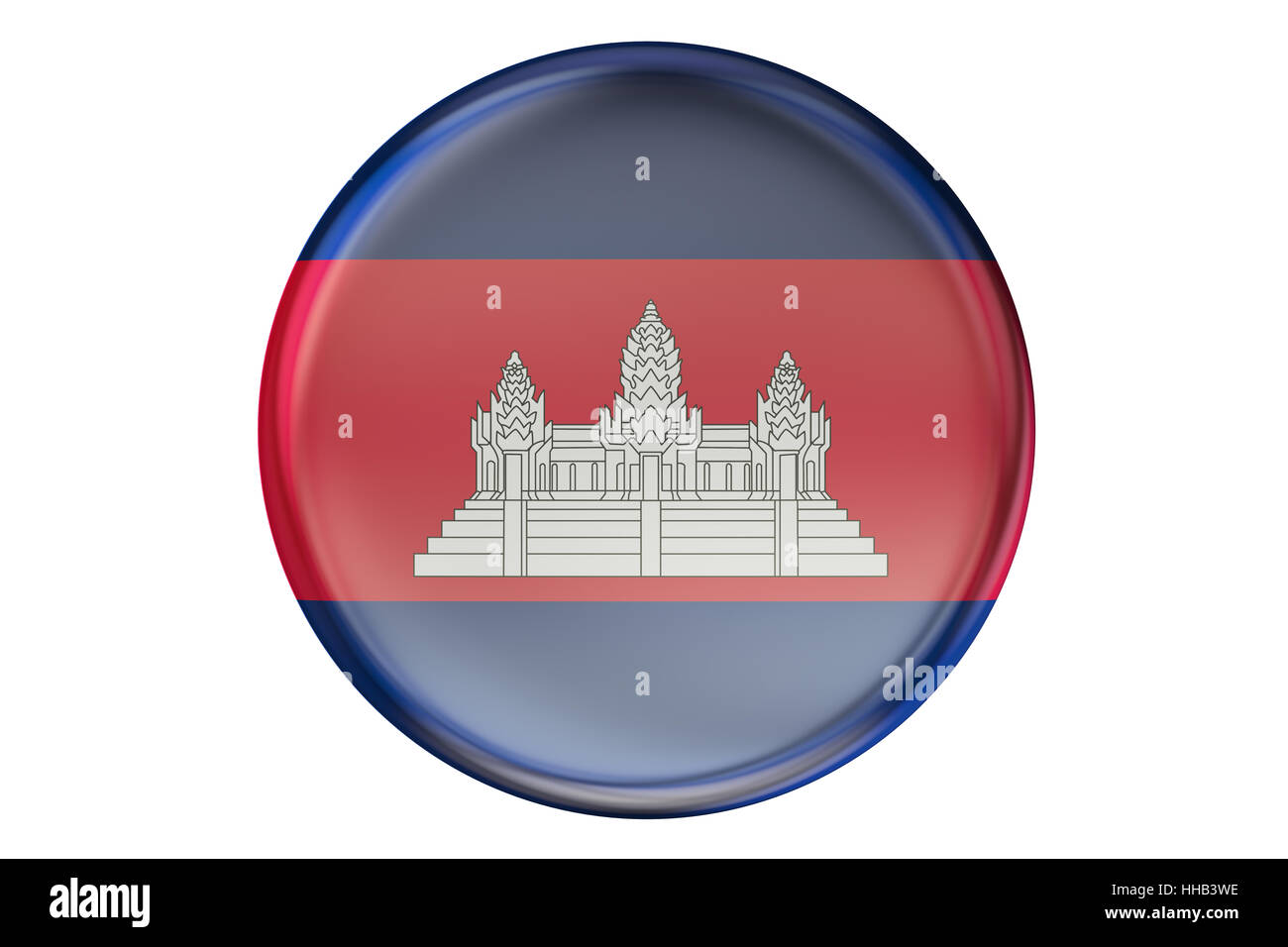Il badge con la bandiera della Cambogia, 3D rendering isolati su sfondo bianco Foto Stock