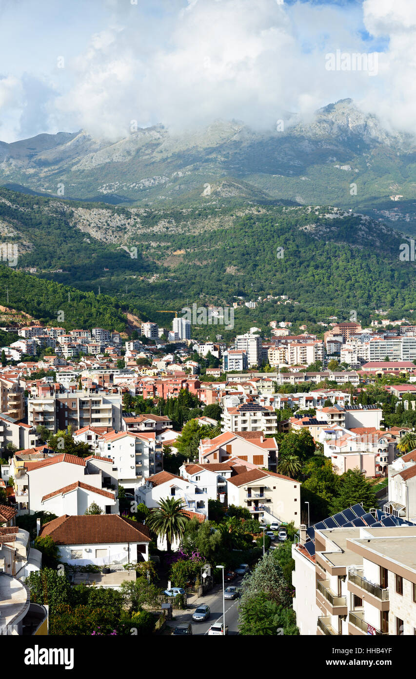 Budva mountain view la luce del giorno. Foto Stock