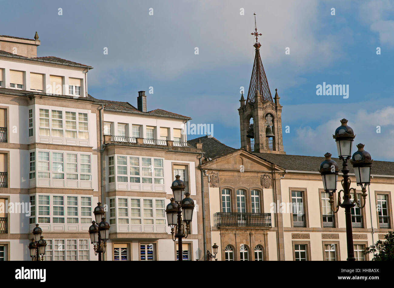 Edifici storici in Plaza Mayor, Lugo, regione della Galizia, Spagna, Europa Foto Stock