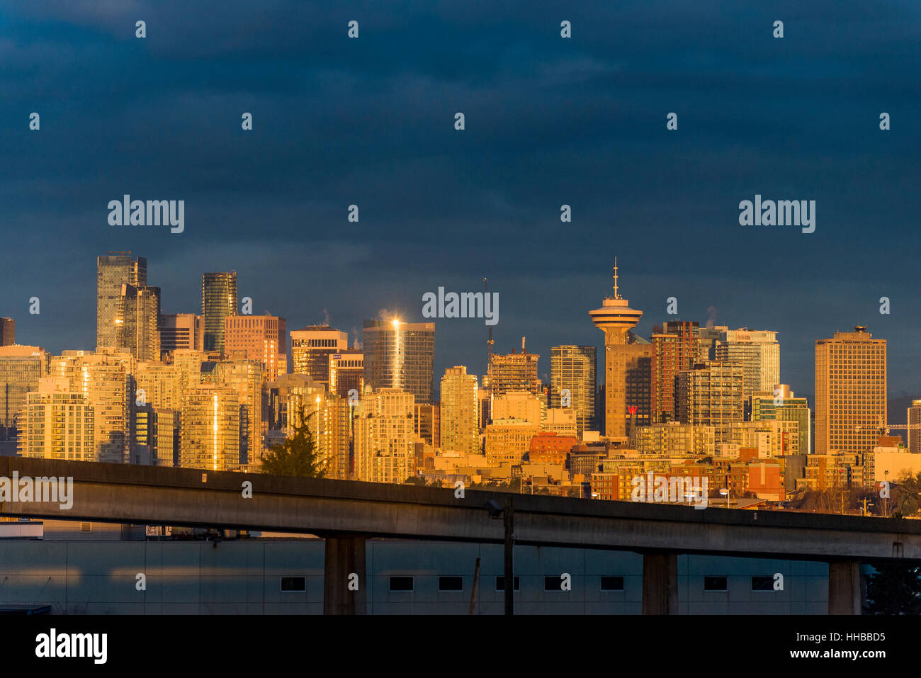 Lo skyline della citta', Vancouver, British Columbia, Canada. Foto Stock