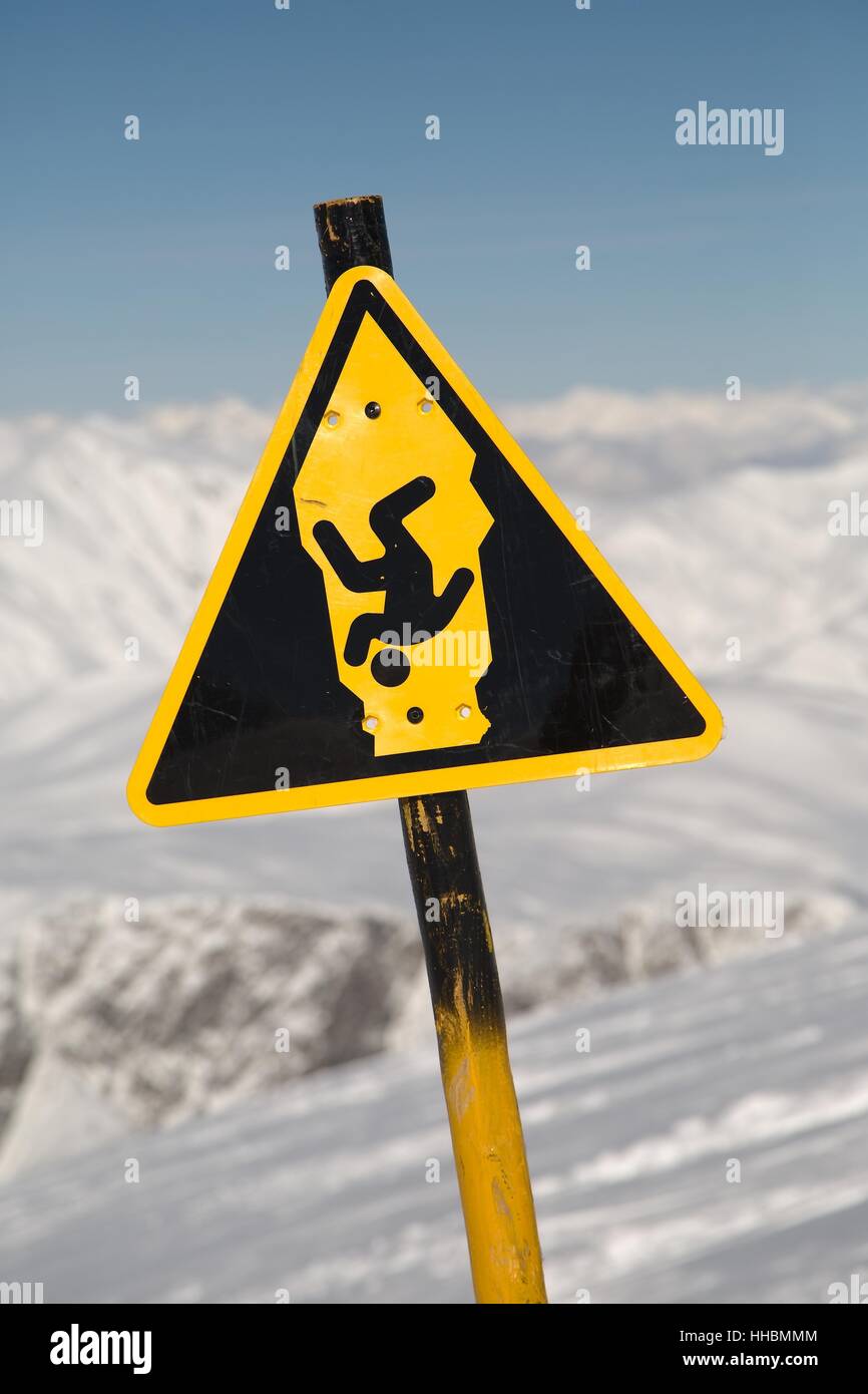 Mountain Waring Sign Foto Stock