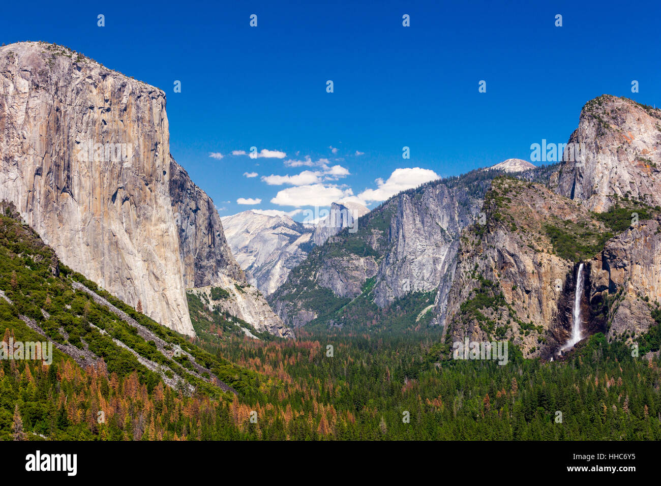 Yosemite Valley dalla vista di tunnel al tramonto, del Parco Nazionale Yosemite, CA Foto Stock