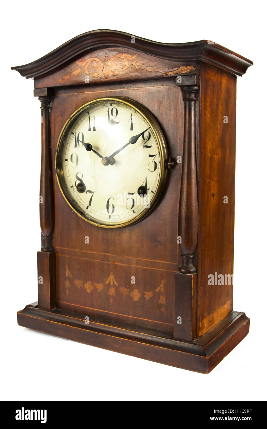 Isolato, legno antico, orologio, legno, Classic, Classic, scadenza, tregua, Foto Stock