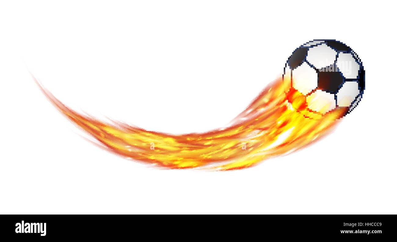 Real soccer football con un fuoco ardente vettore Illustrazione Vettoriale