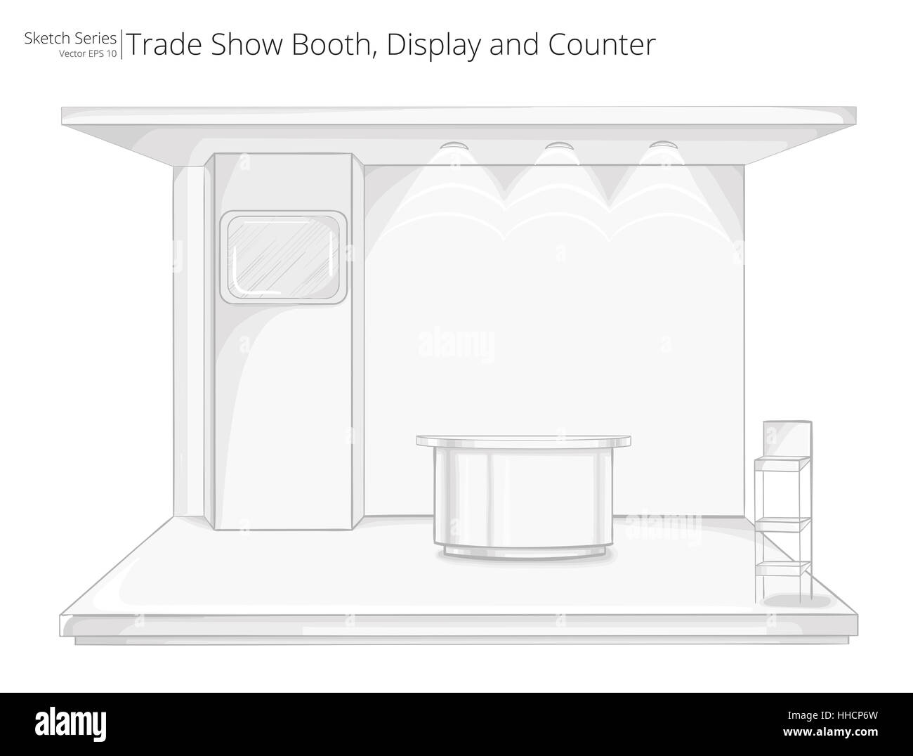 Immagine che mostra lo schizzo di Trade Exhibition Visualizza stand. Display contatore e. Foto Stock