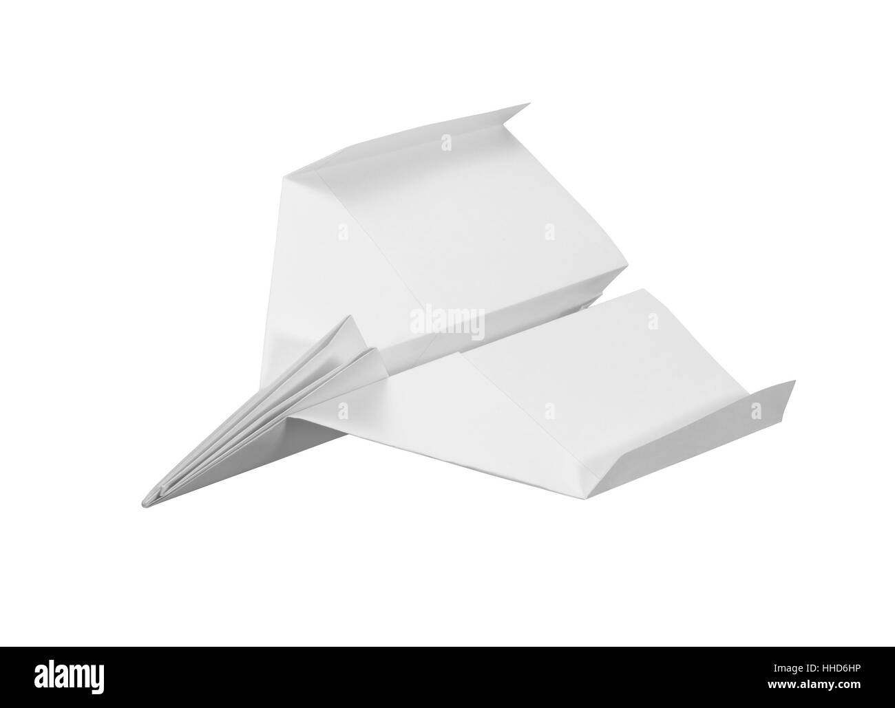 Studio fotografico di un aeroplano di carta isolato su bianco con tracciato di ritaglio Foto Stock