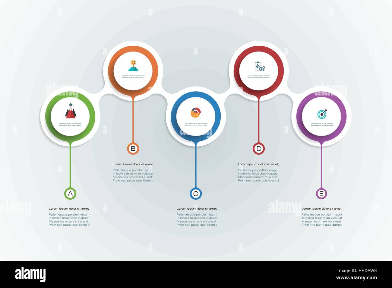 Vettore timeline infographics modello di disegno con 3D carta etichetta, cerchi integrato dello sfondo. Spazio vuoto per il contenuto, business, una infografica, diagr Illustrazione Vettoriale