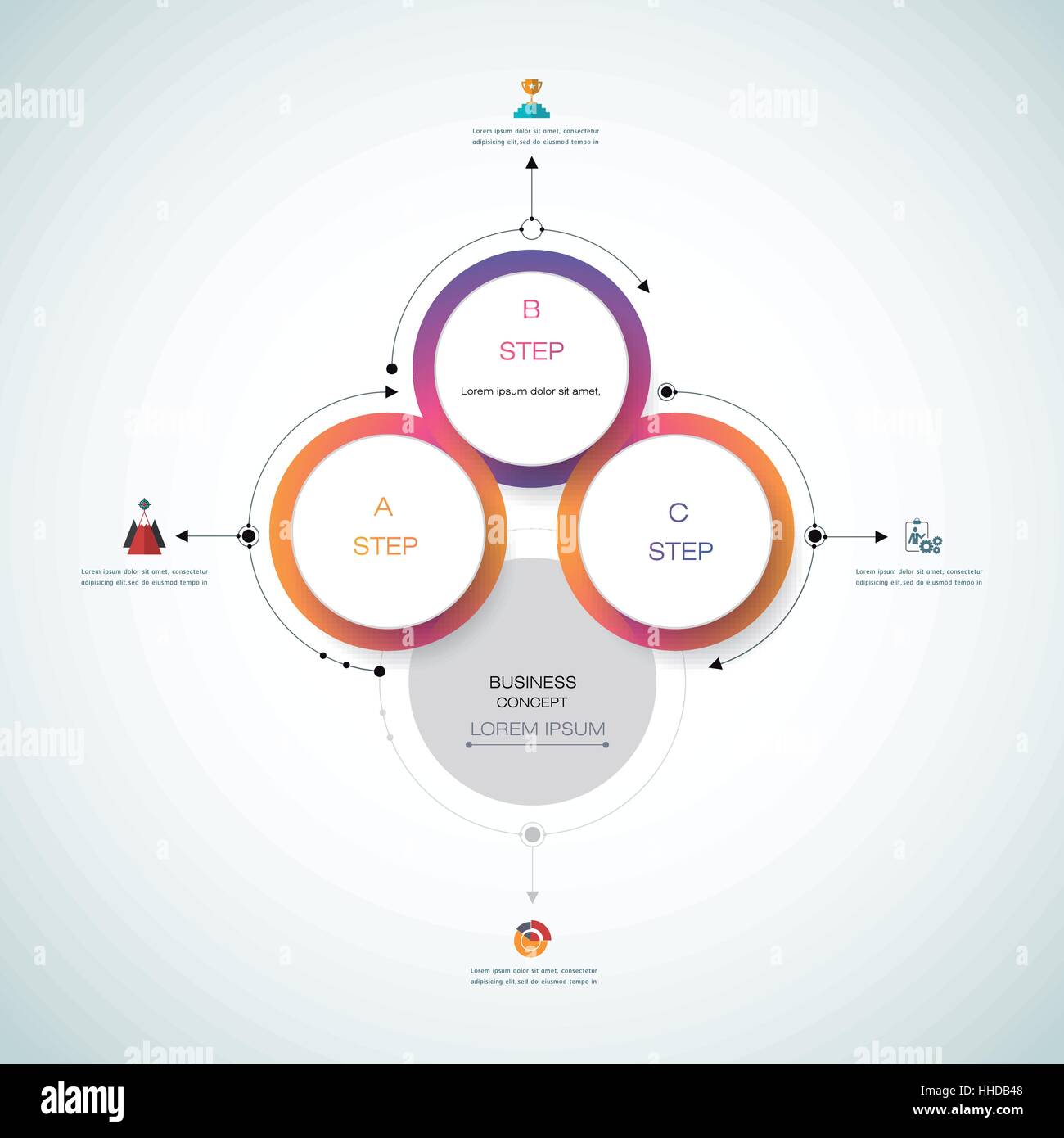 Vector infographics, 3D carta lo schema del ciclo di modello, spazio vuoto per il contenuto di dati, business, una infografica, rete digitale, del diagramma di flusso, il diagramma di processo Illustrazione Vettoriale