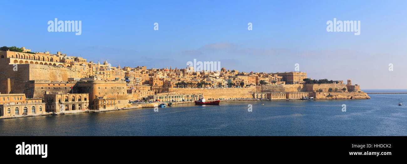 Storico, Porto, malta, Vista, Vista, Outlook, prospettiva, vista panoramica, Foto Stock