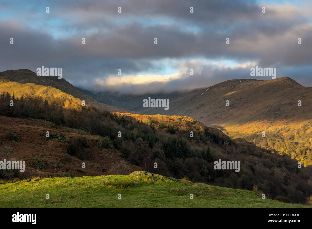 Il Fairfield Horseshoe visto da Loughrigg cadde Foto Stock
