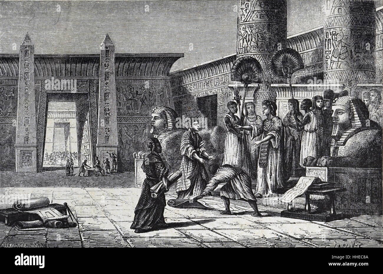 Tolomeo I Soter (d283 BC) che ha ottenuto l'Egitto sulla morte di Alessandro il Grande, la pianificazione della costruzione della biblioteca di Alessandria. Foto Stock