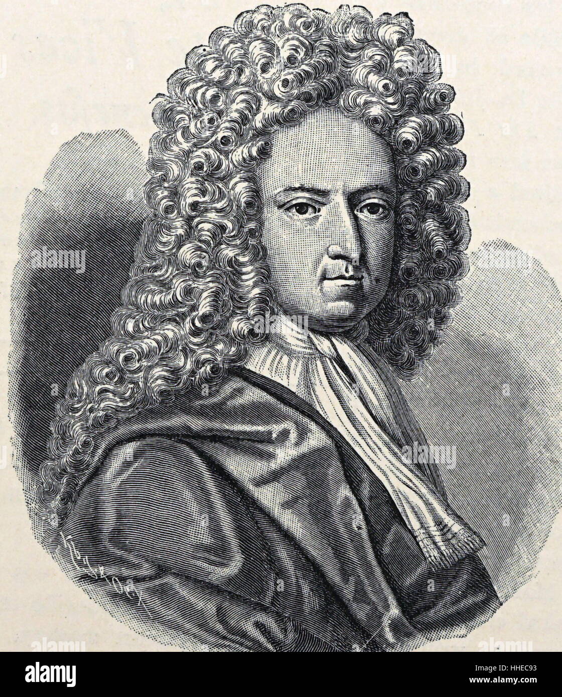 Daniel Defoe (c. 1659 a 1661-1731), inglese trader, scrittore, giornalista e scrittore di pamphlet meglio conosciuto per la scrittura di Robinson Crusoe Foto Stock