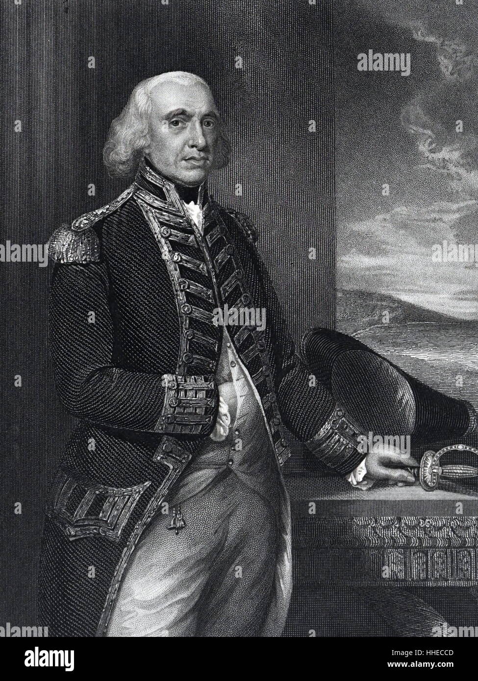 L'ammiraglio della flotta Richard Howe, primo Earl Howe, KG (8 marzo 1726 - 5 agosto 1799) era un British naval officer. Dopo aver prestato servizio per tutta la durata della guerra di successione austriaca, ha guadagnato una reputazione per il suo ruolo in operazioni anfibie contro la costa francese come parte della Gran Bretagna della politica di discese navale durante la Guerra dei Sette Anni,. Foto Stock