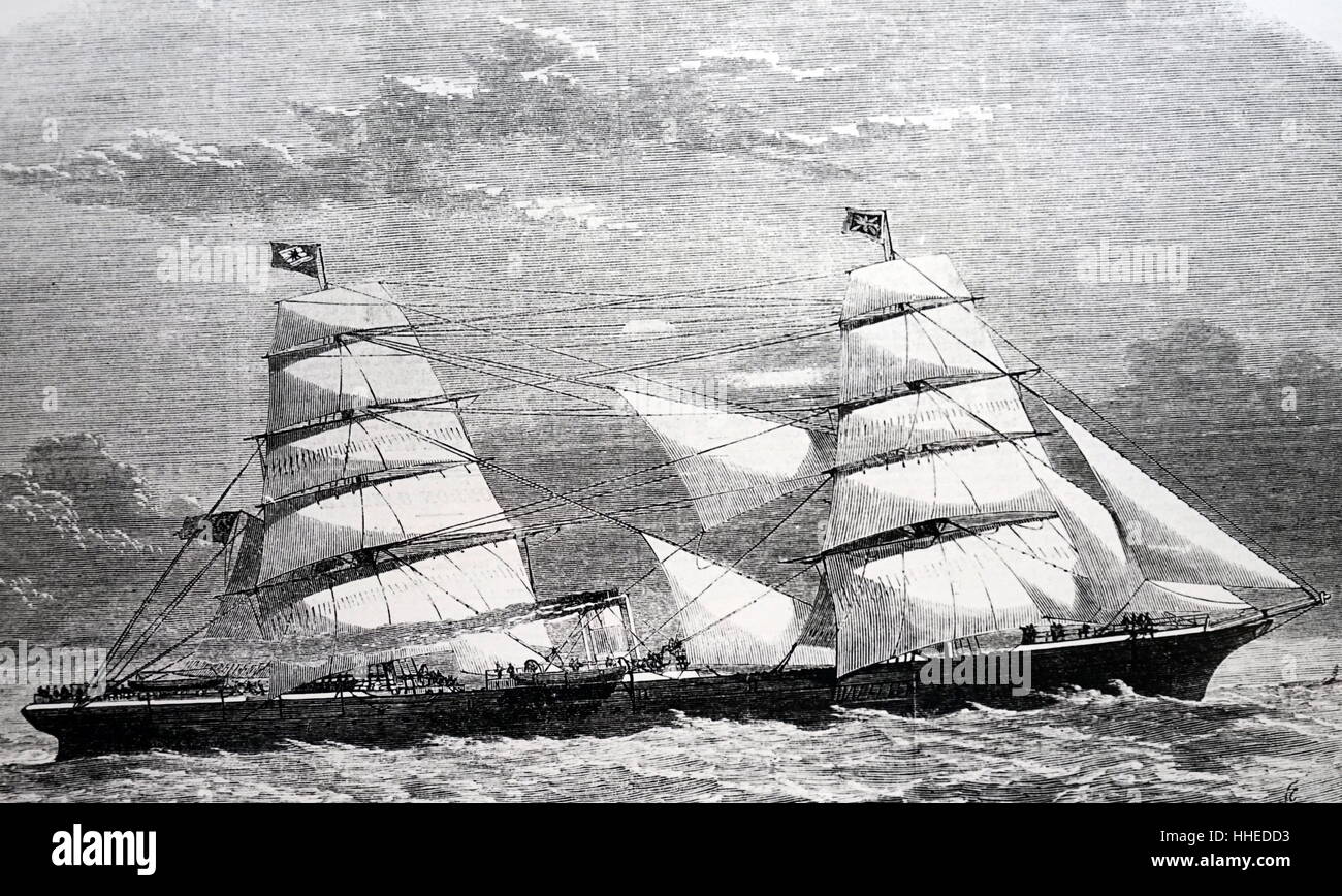 Ritratto di Manhattan pacchetto a vapore costruita per la Liverpool-New York esegui. Datata del XIX secolo Foto Stock