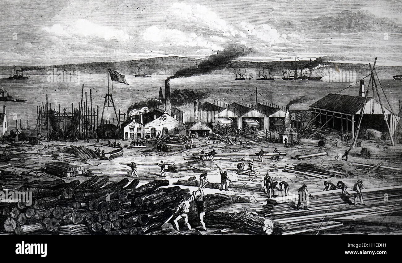 Illustrazione di Laird di cantieri di costruzione navale a Liverpool. Datata del XIX secolo Foto Stock
