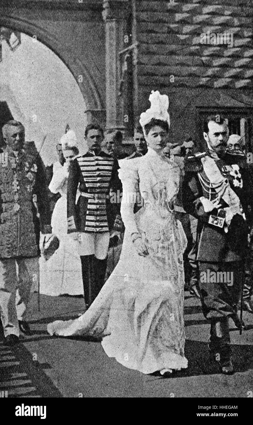 Fotografia di Nicola II di Russia (1868-1918) e Alexandra Feodorovna (1872-1918) gli ultimi governanti della Russia. In data xx secolo Foto Stock