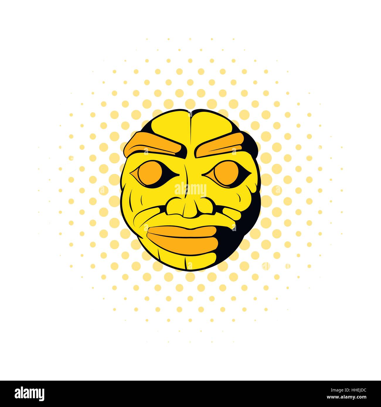 Faccia di pietra di icona di stile di fumetti Illustrazione Vettoriale