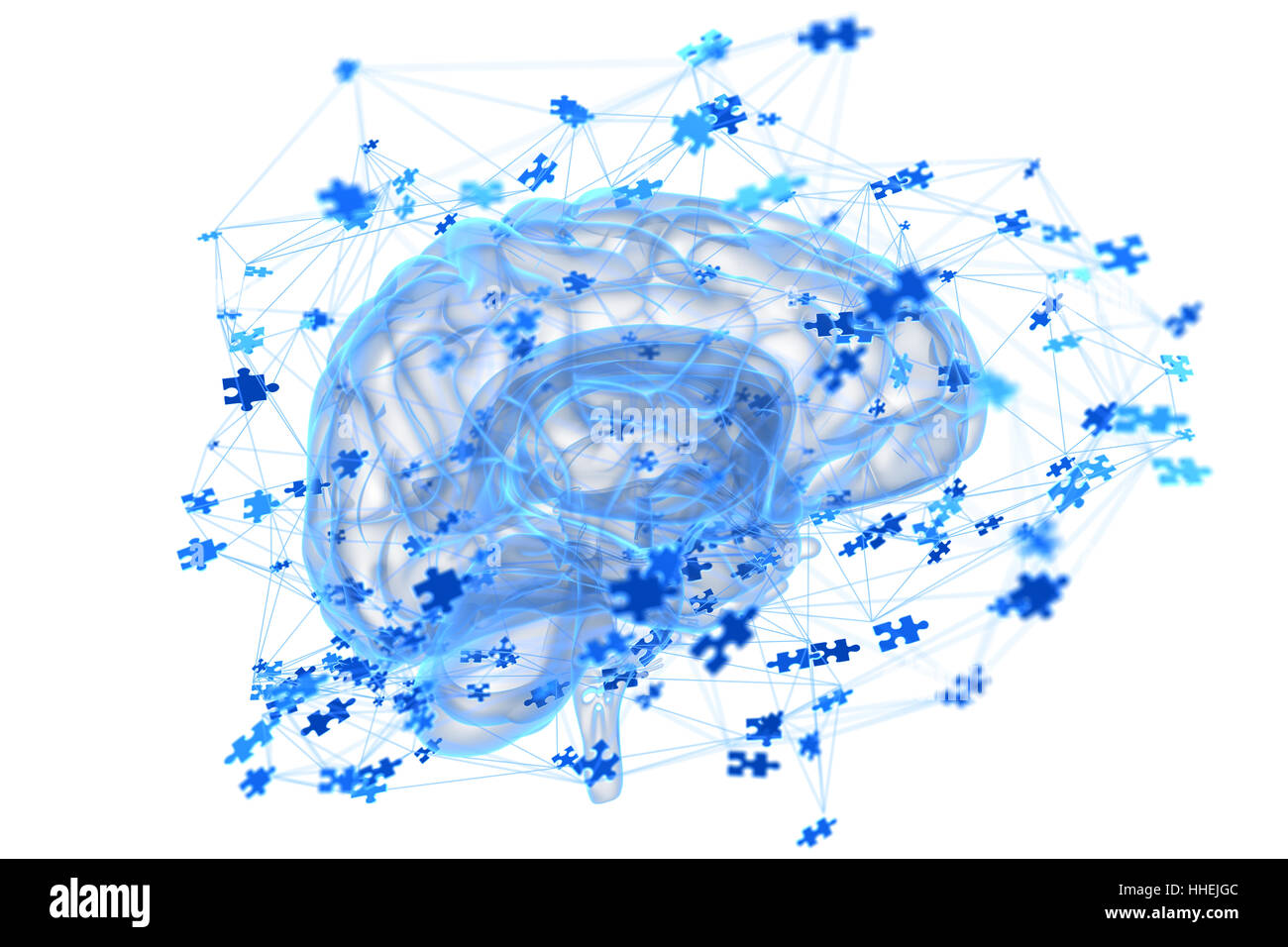Illustrazione dei processi di pensiero nel cervello Foto Stock