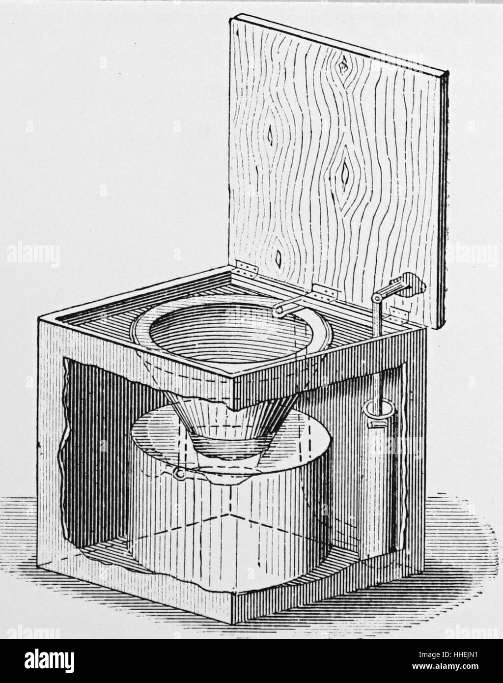 Design per un portatile di water closet dal Dizionario pratico di meccanica da Edward H. Cavaliere (1824-1883) un americano esperto di meccanica. Datata del XIX secolo Foto Stock