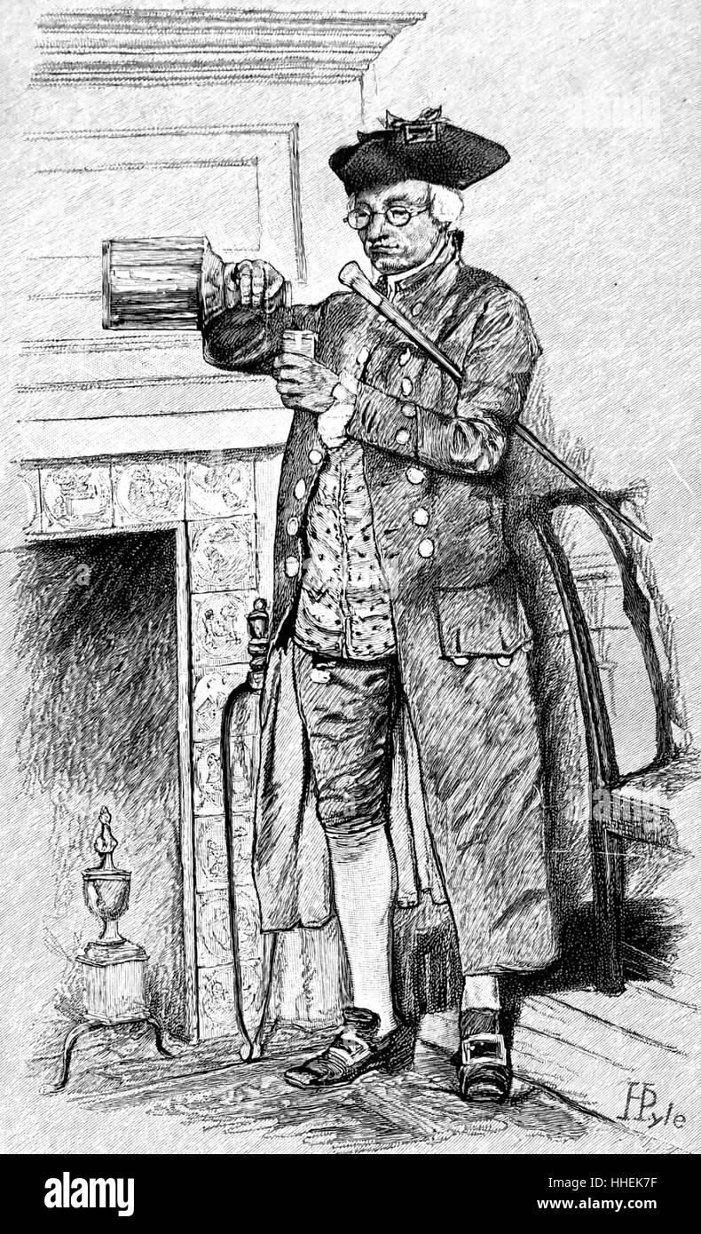 Incisione raffigurante un uomo americano prendendo un drink di Natale. Datata del XIX secolo Foto Stock