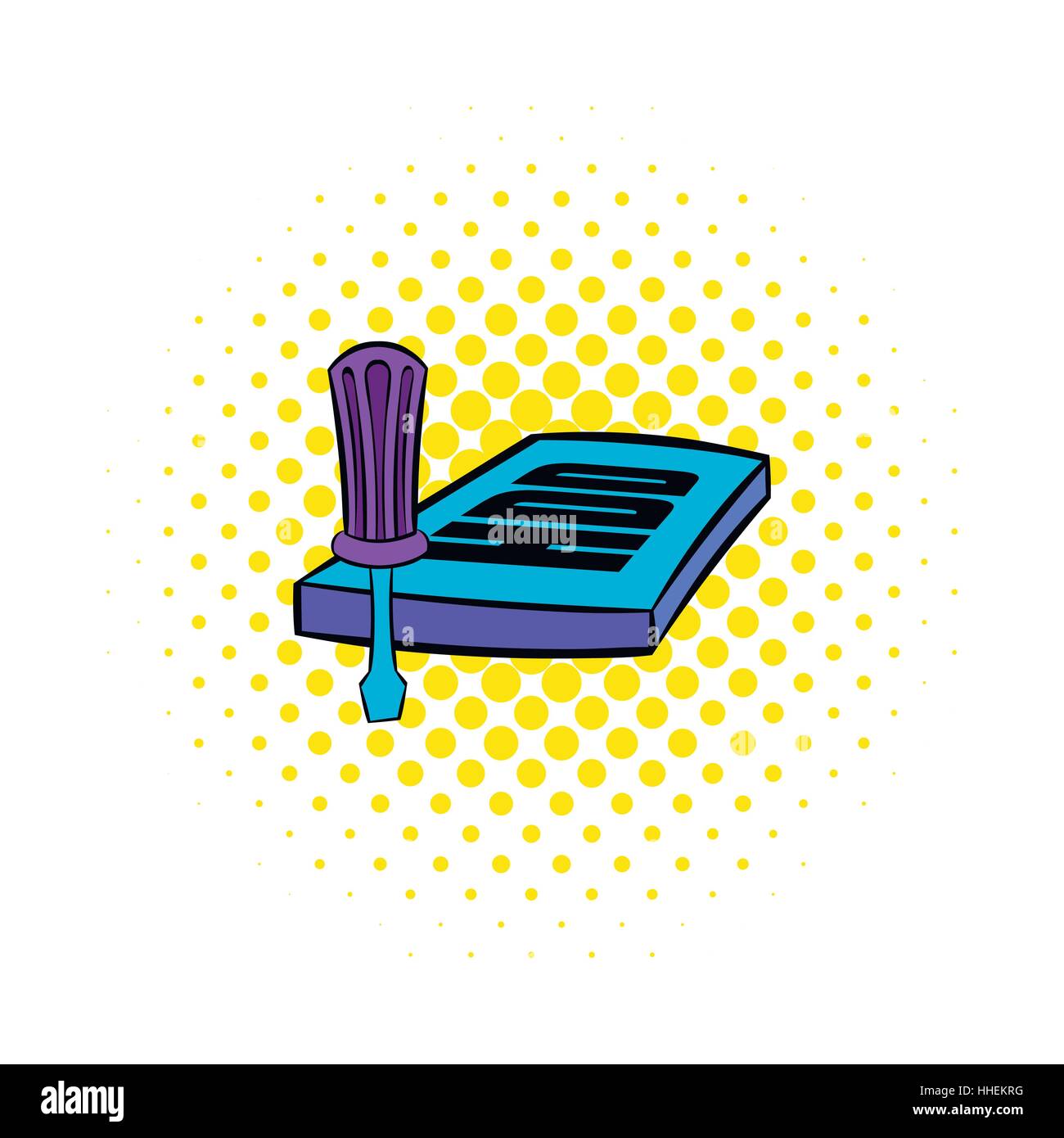 Cacciavite e icona hdd, Stile fumetto Illustrazione Vettoriale