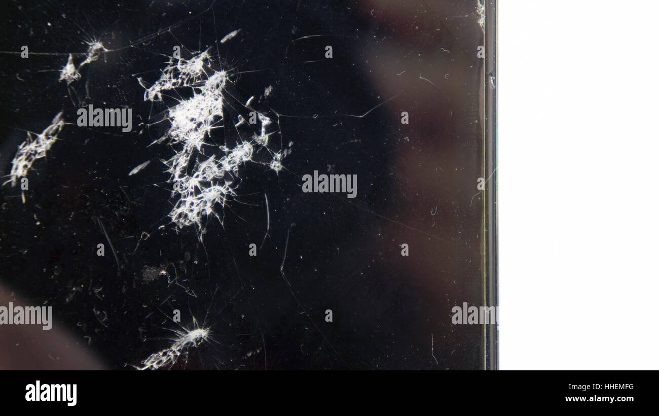 Smartphone Cellulari caduta sul terreno rotto Foto Stock