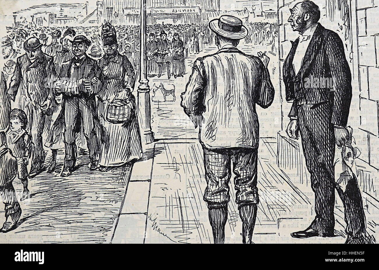 Illustrazione raffigurante una strada trafficata in scena a Londra. Datata del XIX secolo Foto Stock