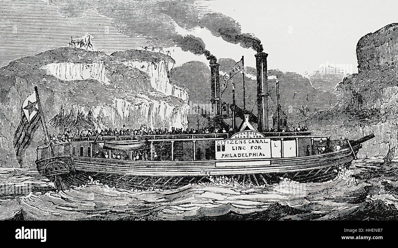 Illustrazione che raffigura un fiume American battello a vapore "l'Carroll di Carrolton'. Datata del XIX secolo Foto Stock Illustrazione che raffigura un fiume American battello a vapore "l'Carroll di Carrolton'. Datata del XIX secolo Foto Stock