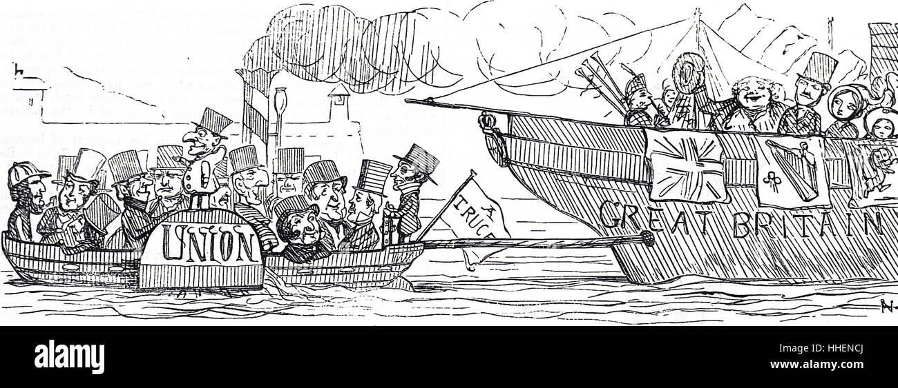 Illustrazione di punzone sul luogo di navi a vapore 1847 Foto Stock