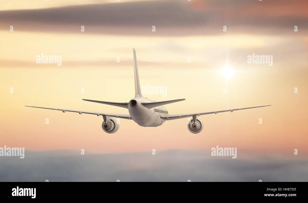 Viaggiare, traffico, trasporto, tramonto, Jet, viaggi, grande, grande, enorme, Foto Stock