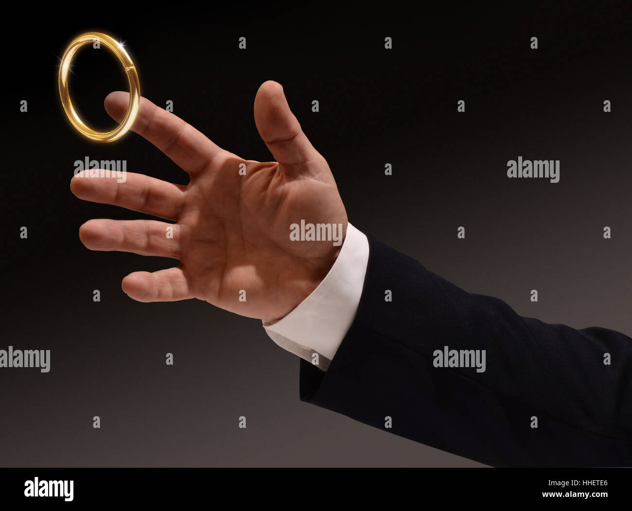 Anello, ottone, uomo d affari e imprenditore, opportunità di successo, canto, anello, Foto Stock