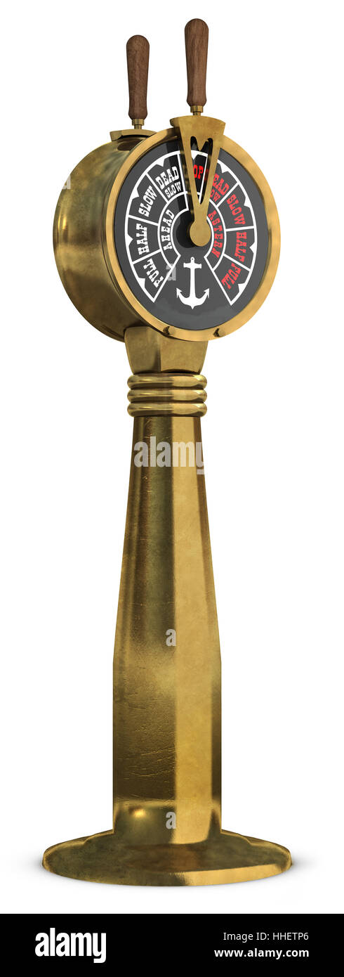 Ottone, nautico, nave, telegrafo, acceleratore, barca a vela, barca a vela, canottaggio Foto Stock