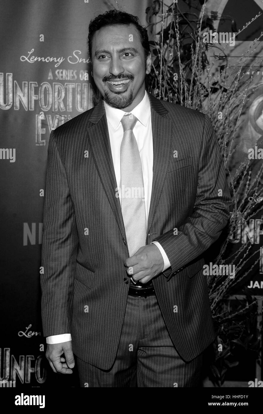 Gennaio 11th, 2017 - New York Aasif Mandvi presso la "Lemony Snicket una serie di sfortunati eventi'. Foto Stock