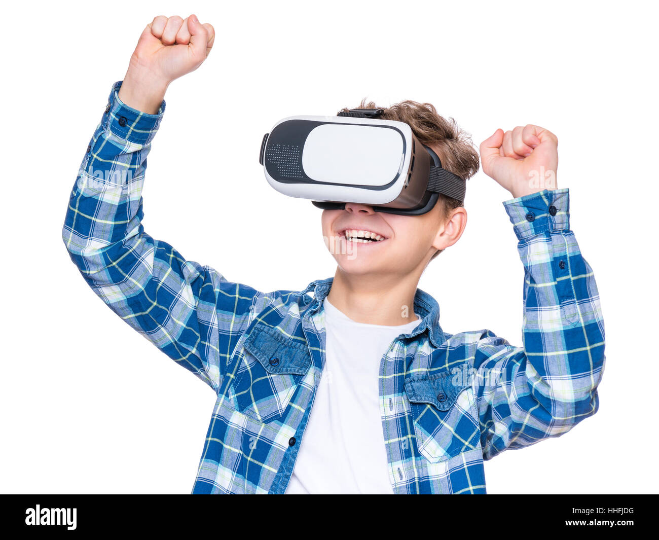 Teen boy in occhiali VR Foto Stock
