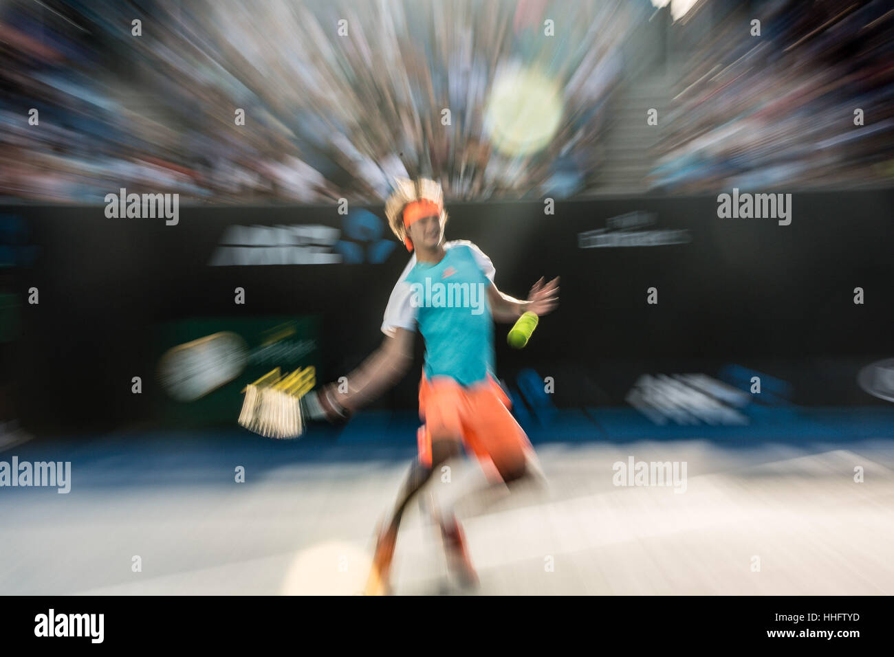 Alexander Zverev della Germania durante il 2017 Open di Australia a Melbourne Park, Australia. Credito: Frank Molter/Alamy Foto Stock