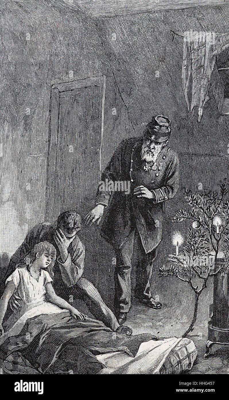 Di famiglia povera trascorrere una disperata Natale insieme 1893 Foto Stock