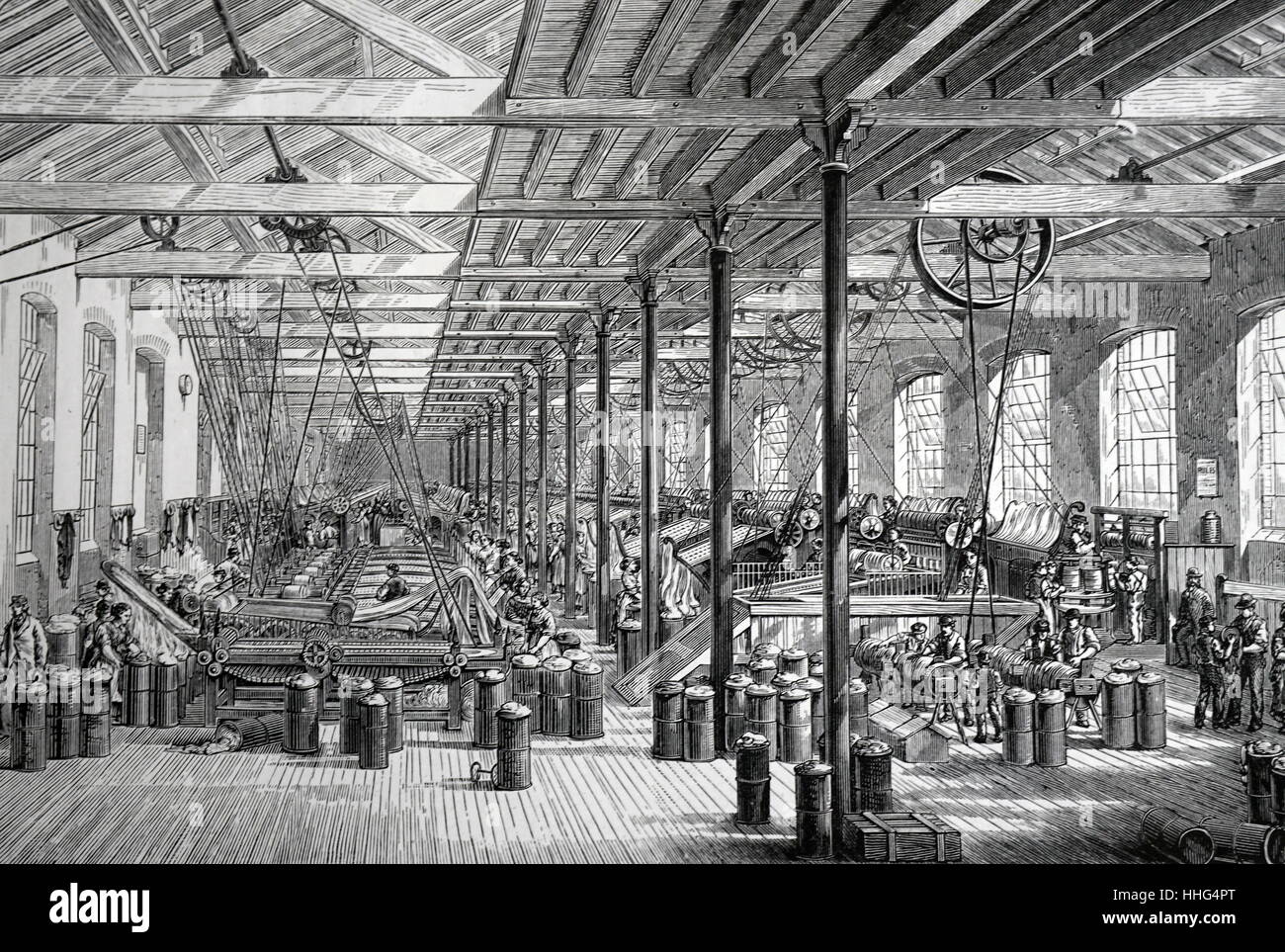 Xilografia illustrazione mostra una corda che fabbrica. Conosciuta come la camera di filatura. Londra, 1880. Foto Stock