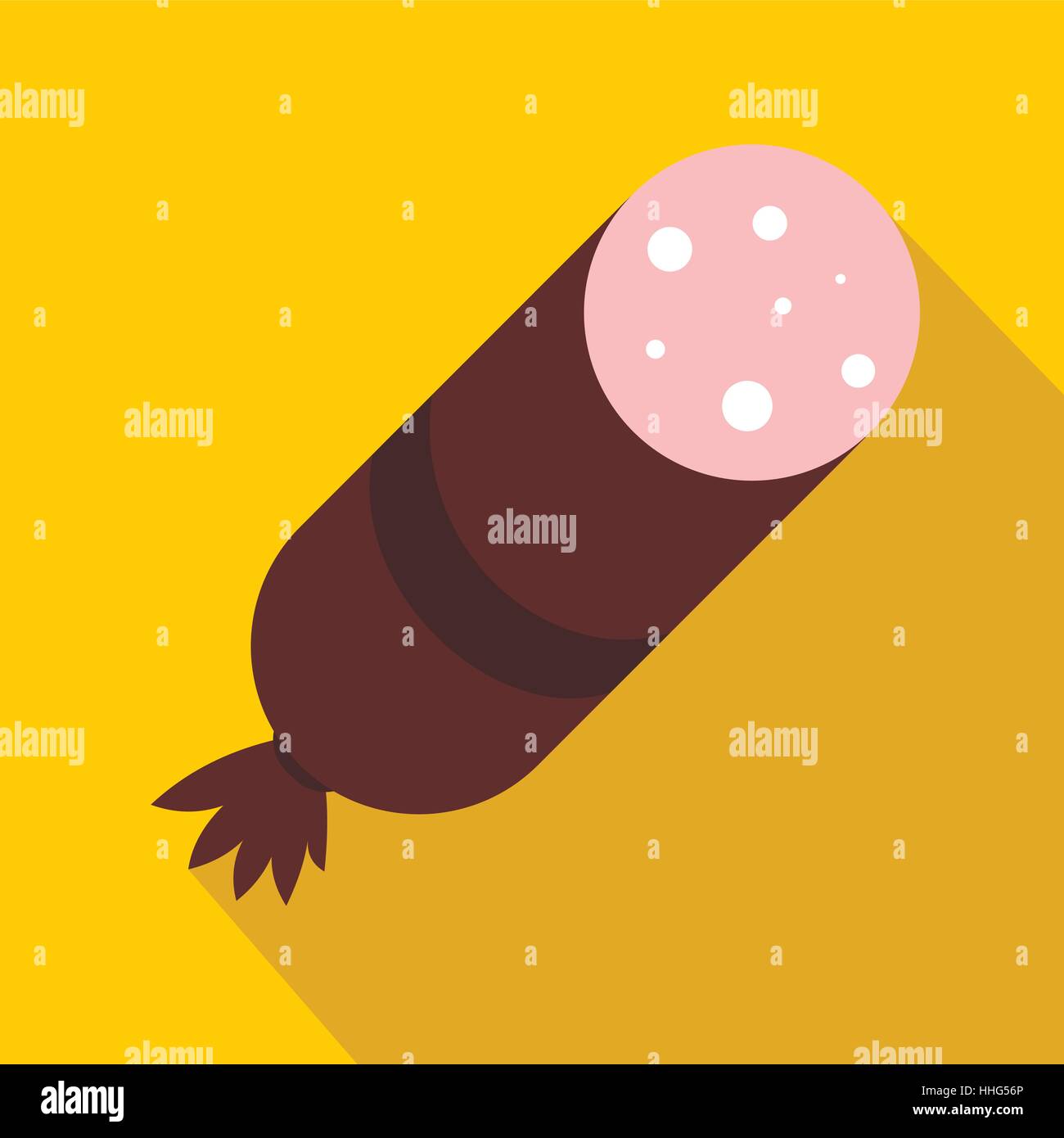 Salame, icona, stile piatto Illustrazione Vettoriale