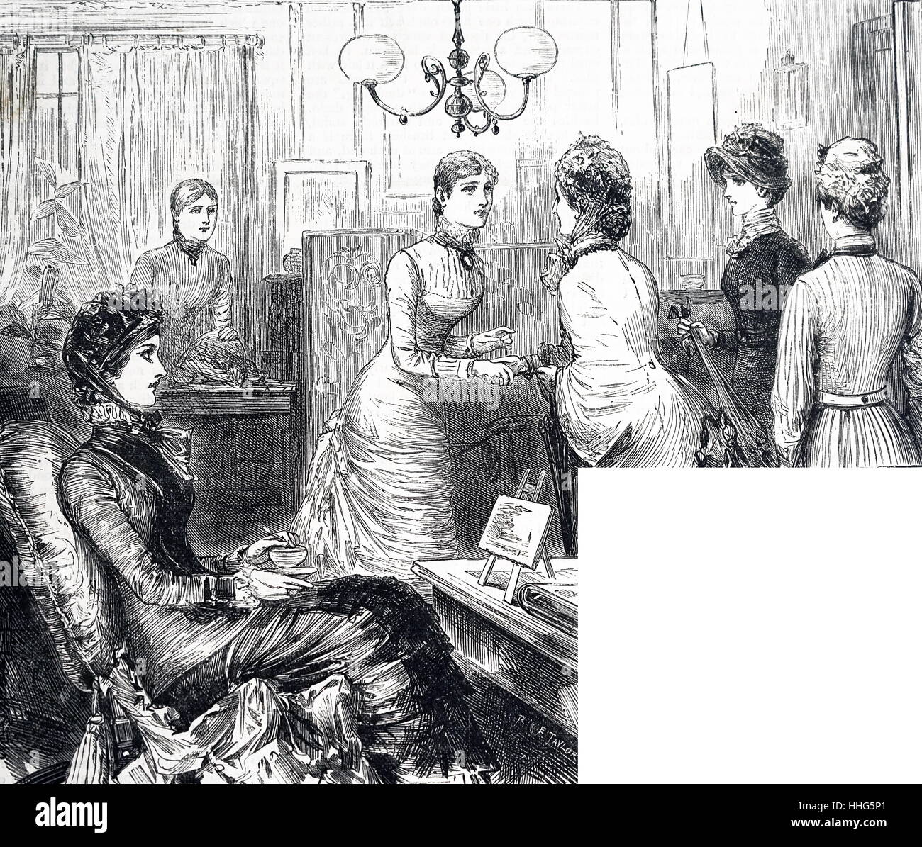 Signora ricevere ospiti a casa sua. Da le ragazze la propria carta, Londra, 8 ottobre 1881. Foto Stock
