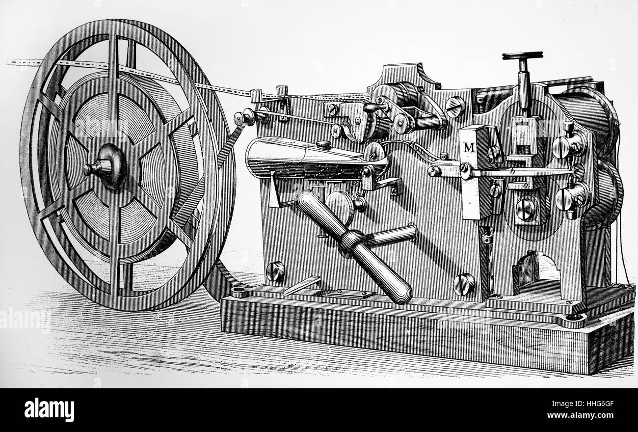 Messaggio ricevuto da una più printing telegraph. Foto Stock