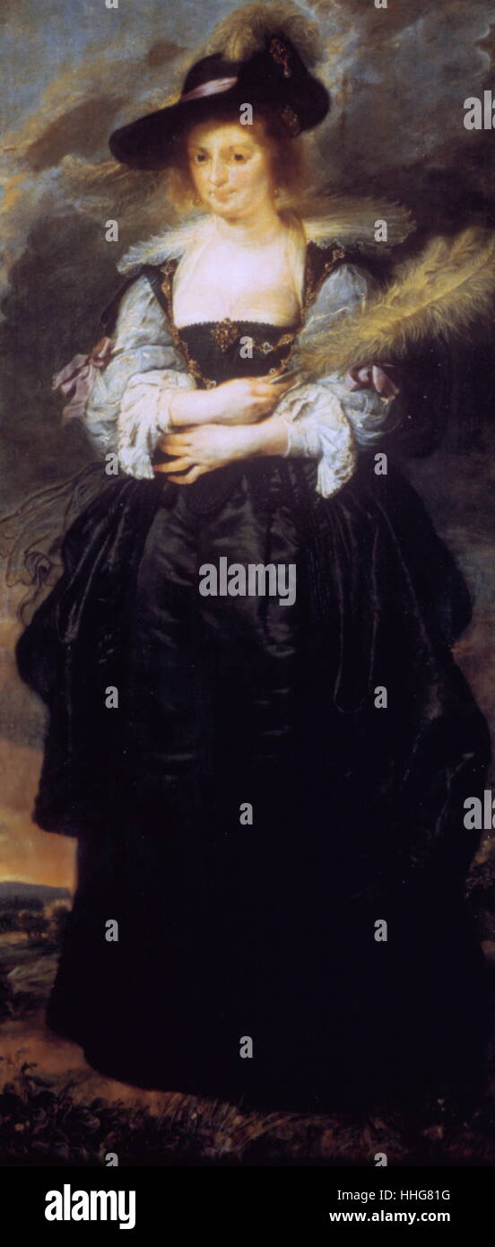 Ritratto di Hélène Fourment, ca. 1638 olio su tela da Peter Paul Rubens (1577-1640). Helena Fourment o Hélène Fourment (11 Aprile 1614 - 15 luglio 1673) è stata la seconda moglie del pittore barocco Peter Paul Rubens. Foto Stock