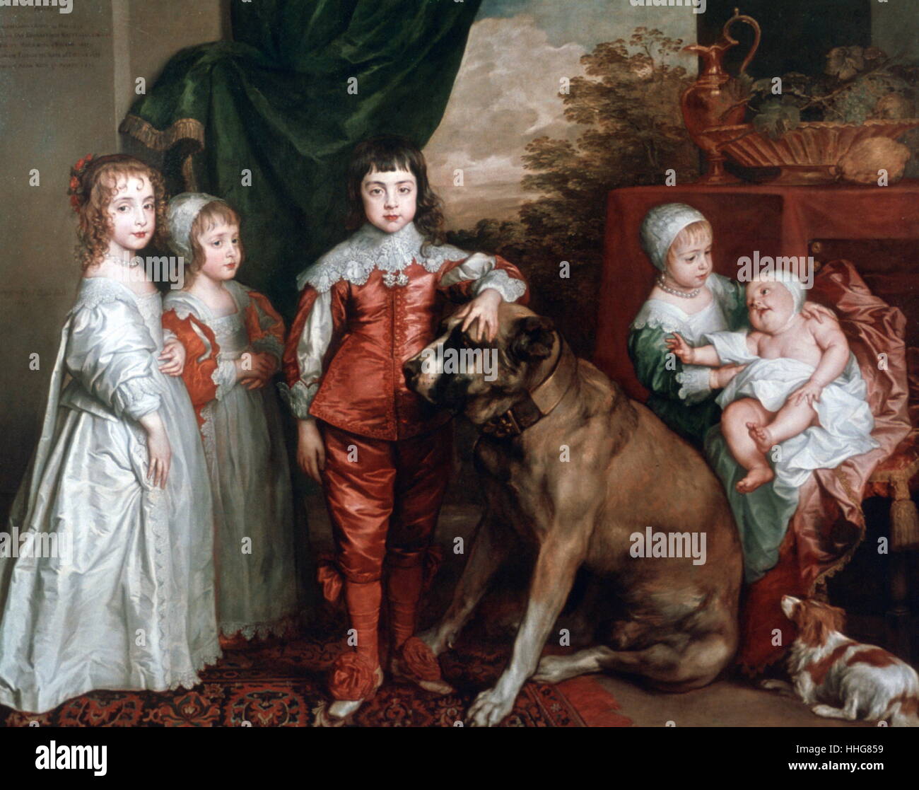 Anthony Van Dyck 1599-1641, i cinque figli del re Carlo I. Olio su tela. Foto Stock