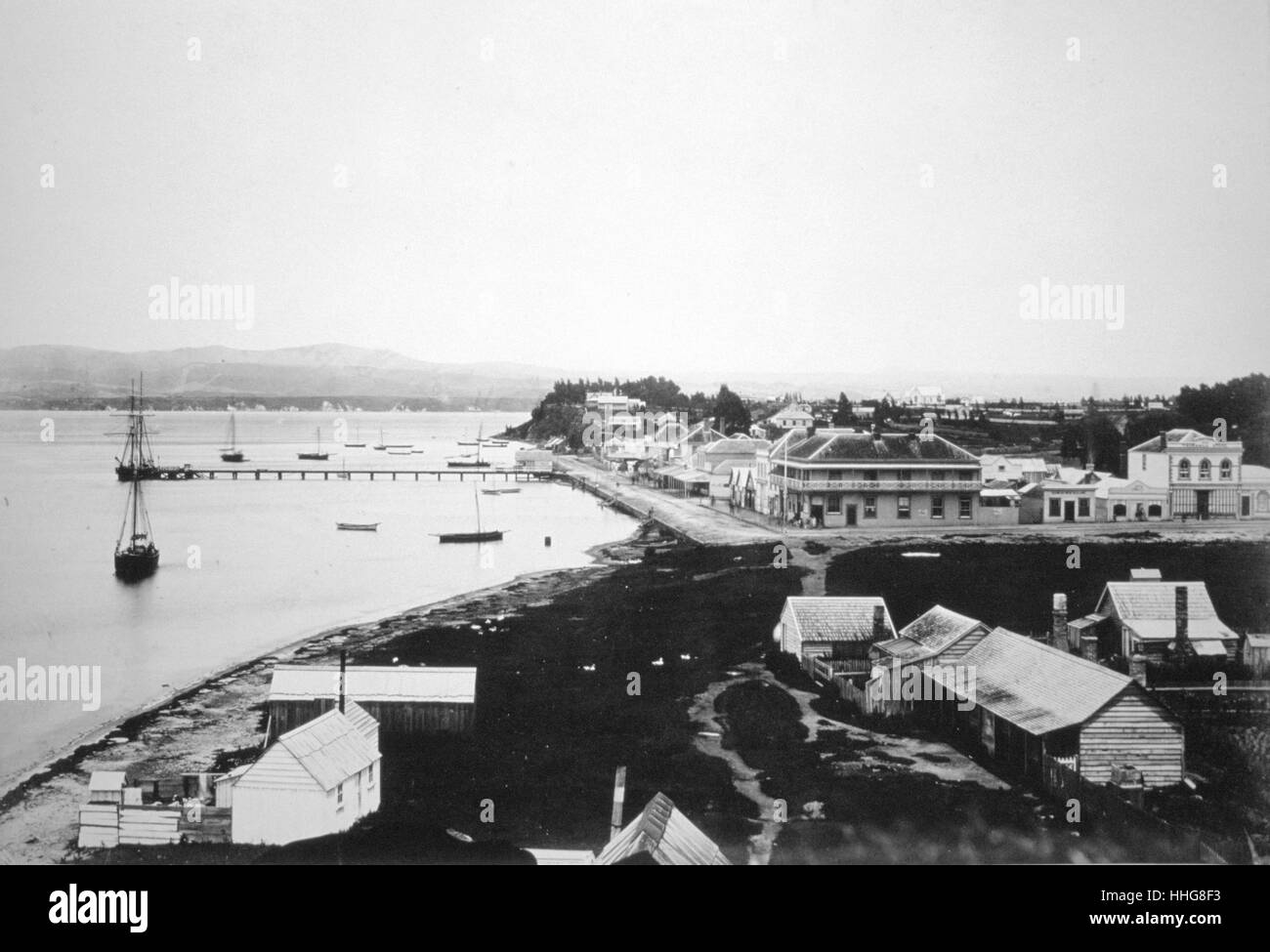 Tauranga è la città più popolosa della Baia di Planty Regione dell'Isola del nord della Nuova Zelanda. Essa è stata risolta da M?ori nel tardo XIII secolo e dagli europei agli inizi del XIX secolo. 1875 Foto Stock