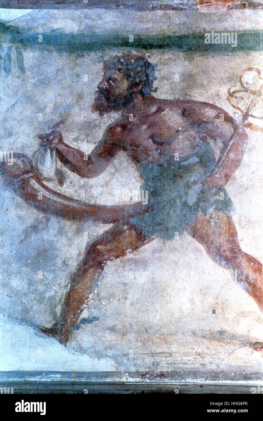 Pompei era una città romana antica città moderna vicino a Napoli, nella regione Campania di Italia, nel territorio del comune di Pompei. Pompei, insieme a Ercolano e molte ville nella zona circostante, fu in gran parte distrutto e sepolto sotto 4 a 6 m (13 a 20 ft) di ceneri vulcaniche e pomice in eruzione del Vesuvio nel 79 D.C.. Foto Stock