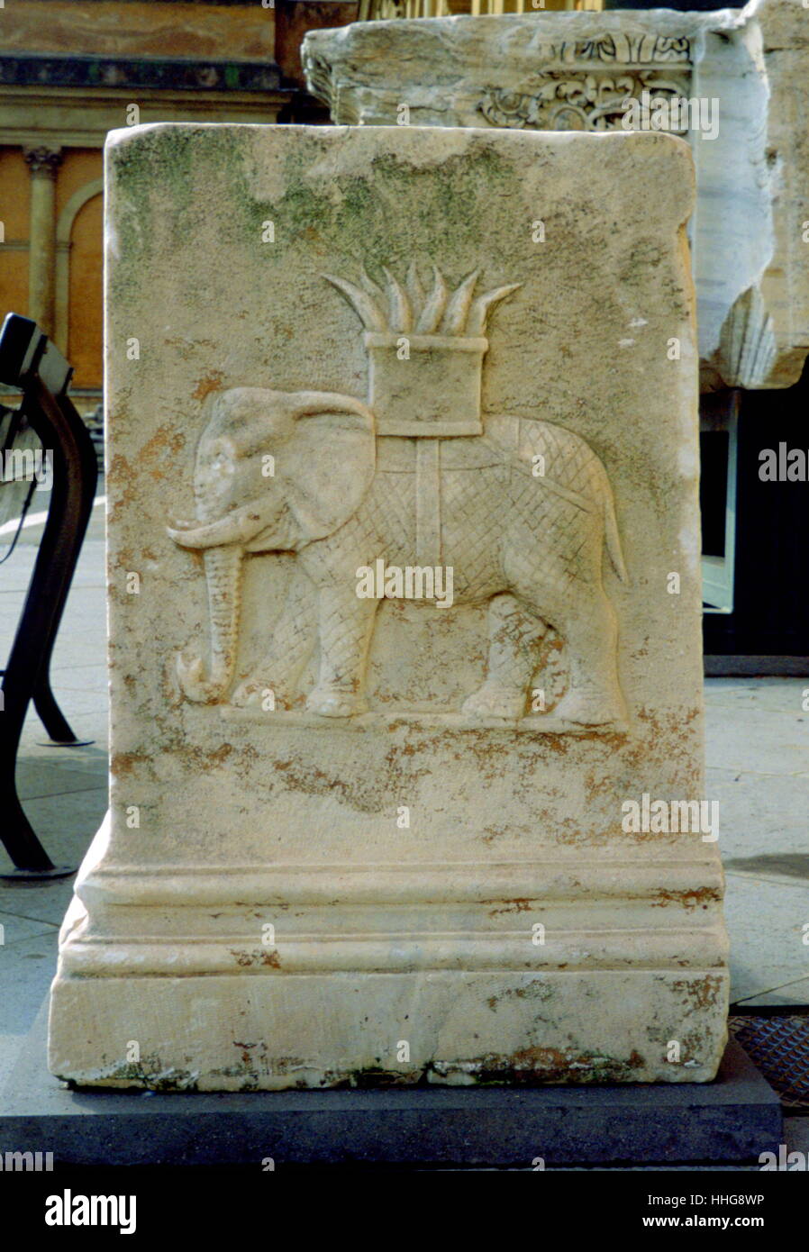Sollievo dalla base di una statua romana raffigurante un elefante. 2a-3a secolo D.C. Musei Vaticani Foto Stock