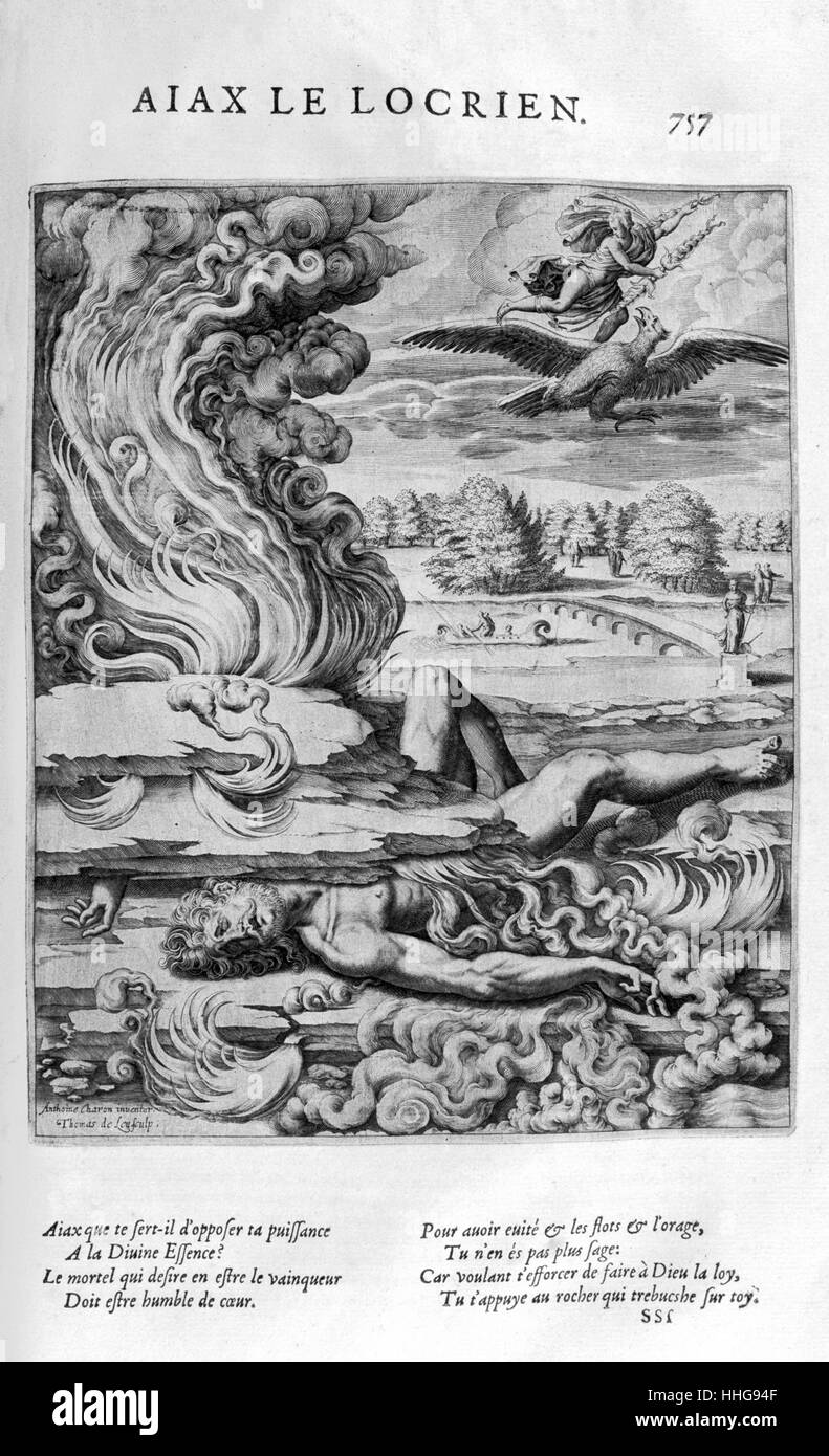 Ajax il Locrian (Ajax la minore). Incisione di circa 1615, da Leonard Gaultier. Gaultier, o Galter, era un incisore francese, Foto Stock