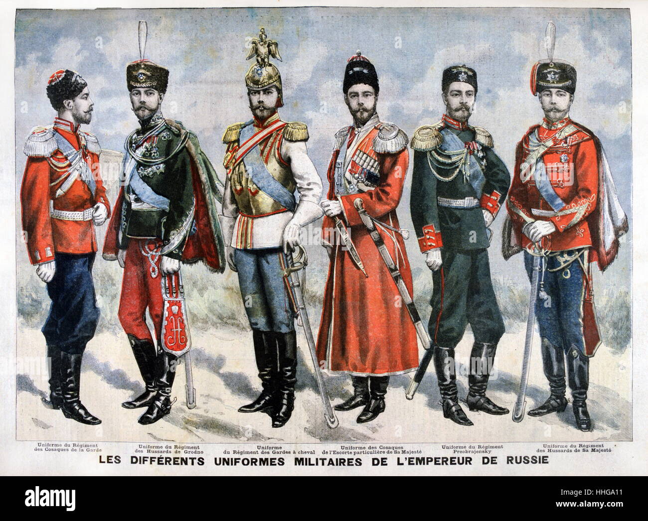 Diverse uniformi indossata da lo Zar Nicola II di Russia deposto nel 1917 Foto Stock