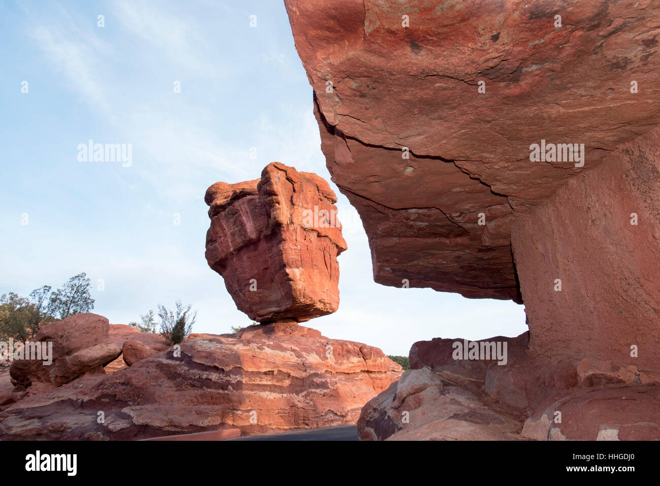 Equilibratura di roccia nel Giardino degli dèi, Colorado Springs, Colorado Foto Stock