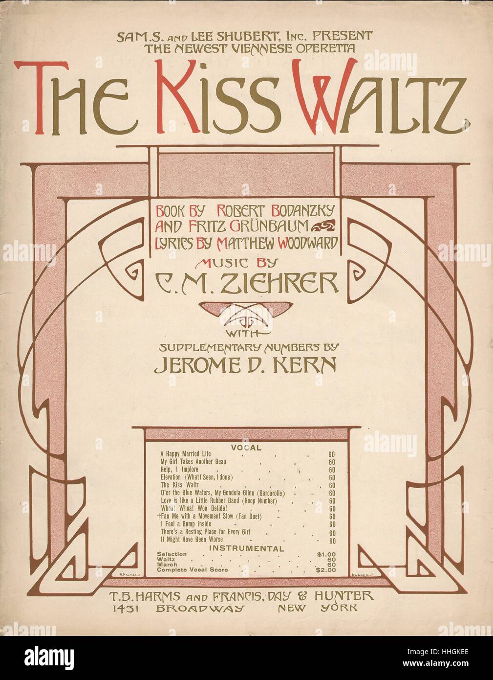 'Il Bacio valzer" 1911 Foglio musicale coperchio di musica Foto Stock