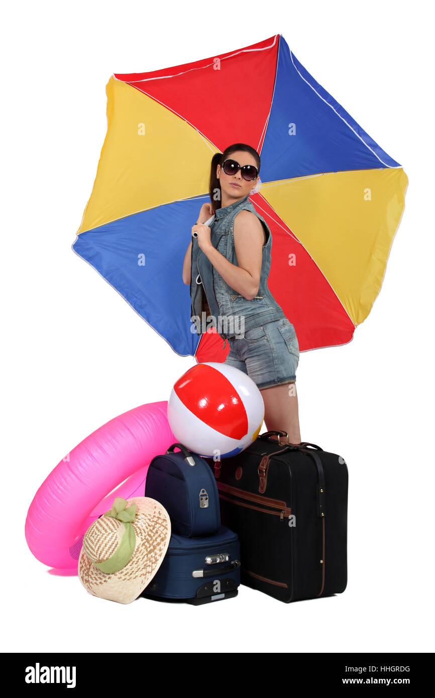 Blu, sfera, spiaggia, mare, spiaggia, mare, cappuccio, borsa, bagaglio, attività, Foto Stock